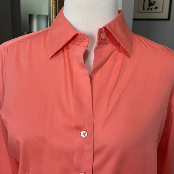 Ann Taylor Button Down Fitted Salmon Shirt - Picture 3 of 10